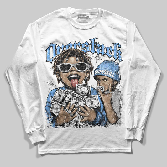 Jordan 5 Black University Blue DopeSkill Long Sleeve T-Shirt Overstack Graphic Streetwear - White