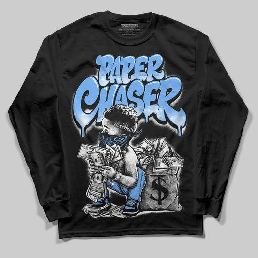 Jordan 5 Black University Blue DopeSkill Long Sleeve T-Shirt Paper Chaser Boy Graphic Streetwear - Black