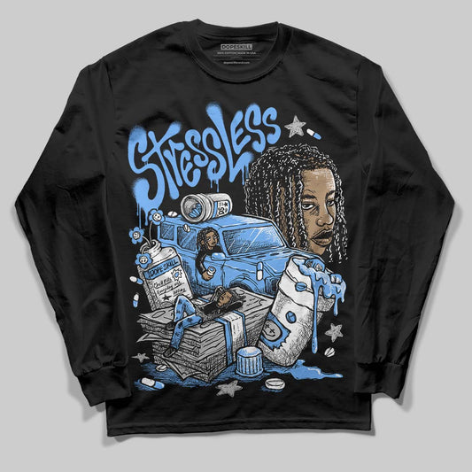 Jordan 5 Black University Blue DopeSkill Long Sleeve T-Shirt Stressless Graphic Streetwear - Black