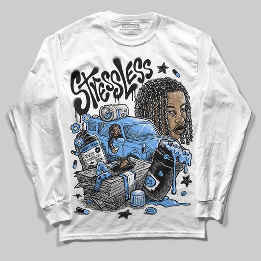 Jordan 5 Black University Blue DopeSkill Long Sleeve T-Shirt Stressless Graphic Streetwear - White