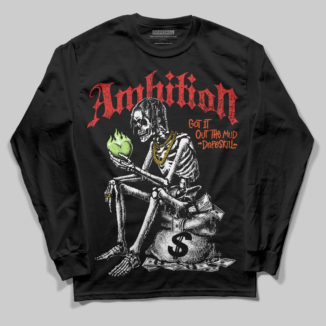 Jordan 5 Retro OG "Halloween" DopeSkill Long Sleeve T-Shirt Ambition Graphic Streetwear - Black