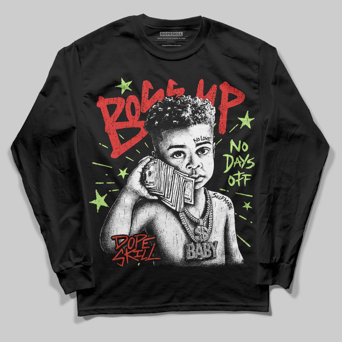 Jordan 5 Retro OG "Halloween" DopeSkill Long Sleeve T-Shirt Boss Up Graphic Streetwear - Black