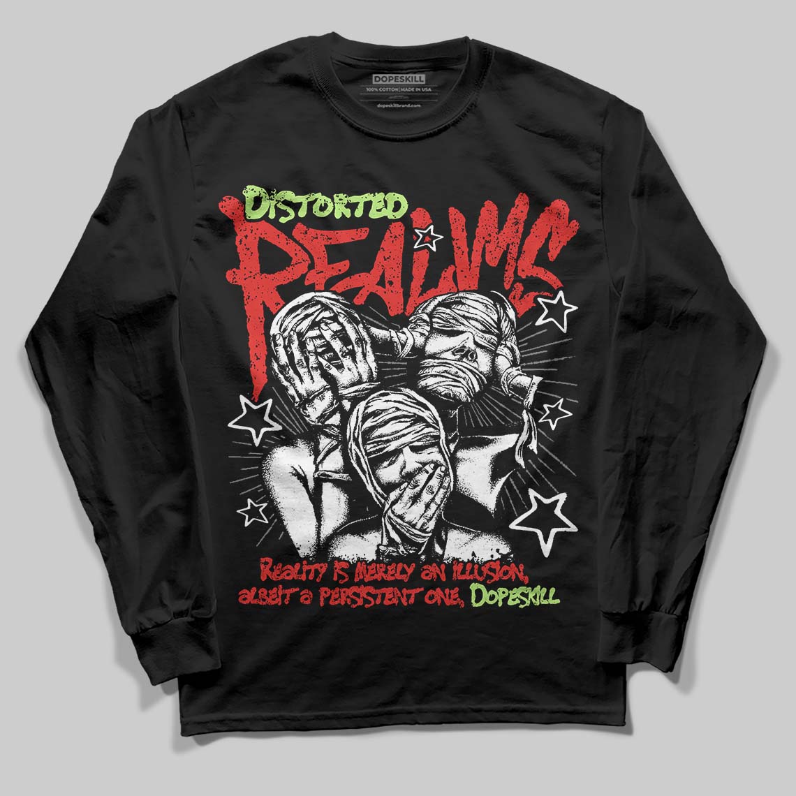 Jordan 5 Retro OG "Halloween" DopeSkill Long Sleeve T-Shirt Distorted Realms Graphic Streetwear - Black