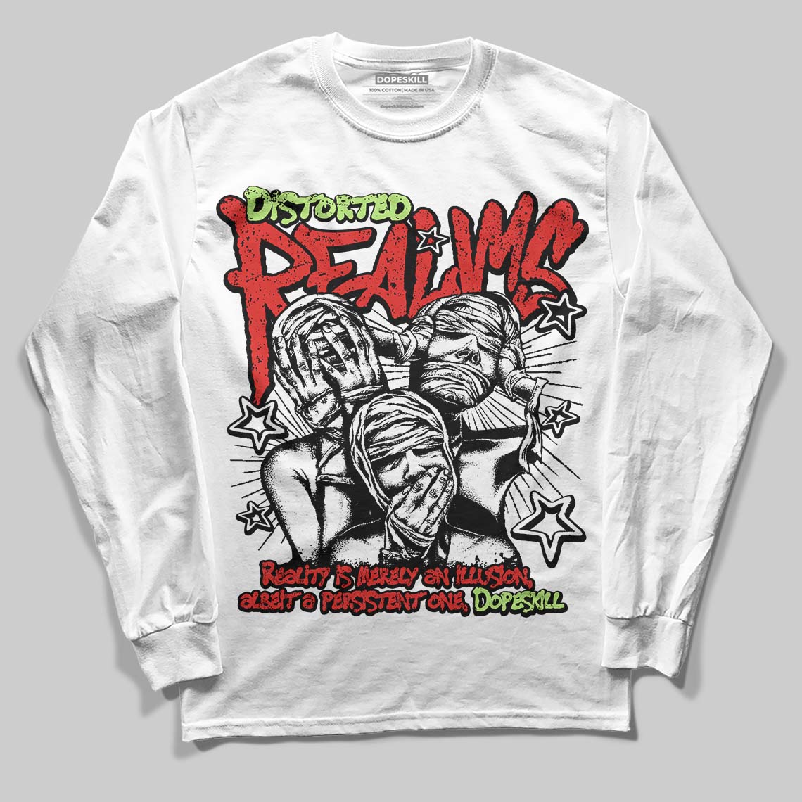 Jordan 5 Retro OG "Halloween" DopeSkill Long Sleeve T-Shirt Distorted Realms Graphic Streetwear - White 