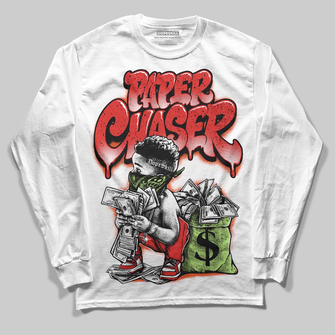 Jordan 5 Retro OG "Halloween" DopeSkill Long Sleeve T-Shirt Paper Chaser Boy Graphic Streetwear - White 