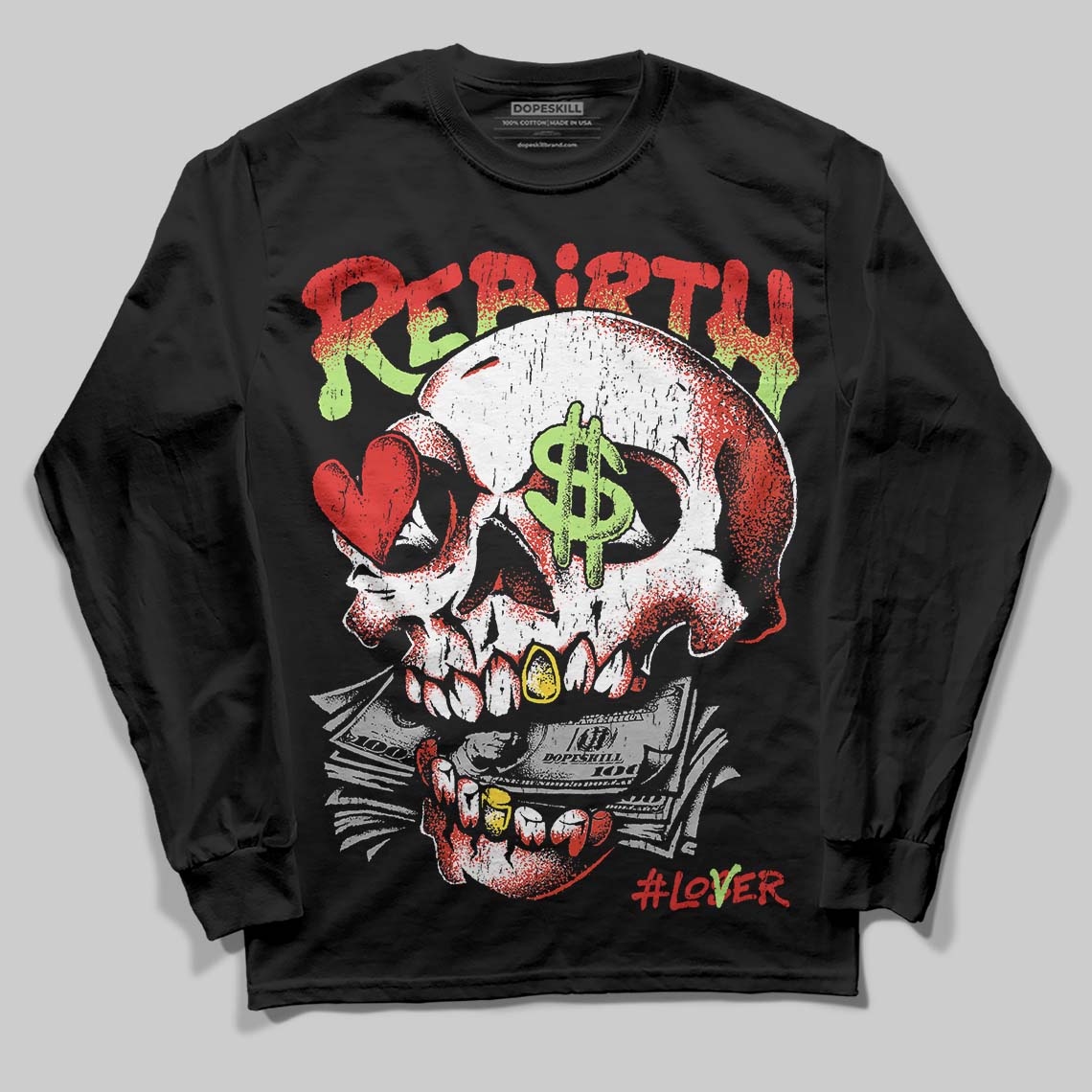 Jordan 5 Retro OG "Halloween" DopeSkill Long Sleeve T-Shirt Rebirth Graphic Streetwear - Black