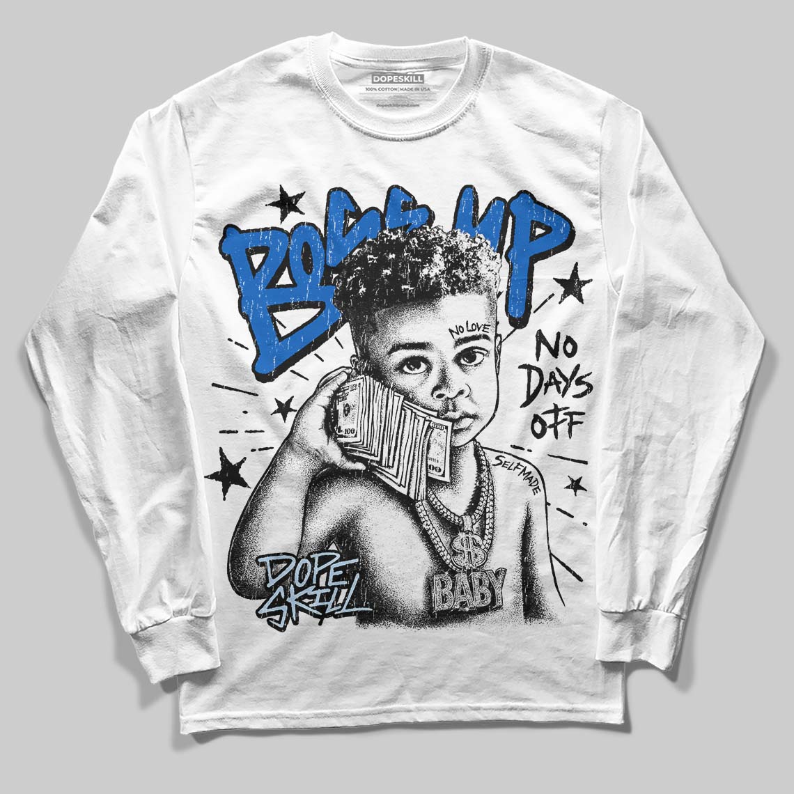 Jordan 11 "Space Jam" (2026) DopeSkill Long Sleeve T-Shirt Boss Up Graphic Streetwear - White