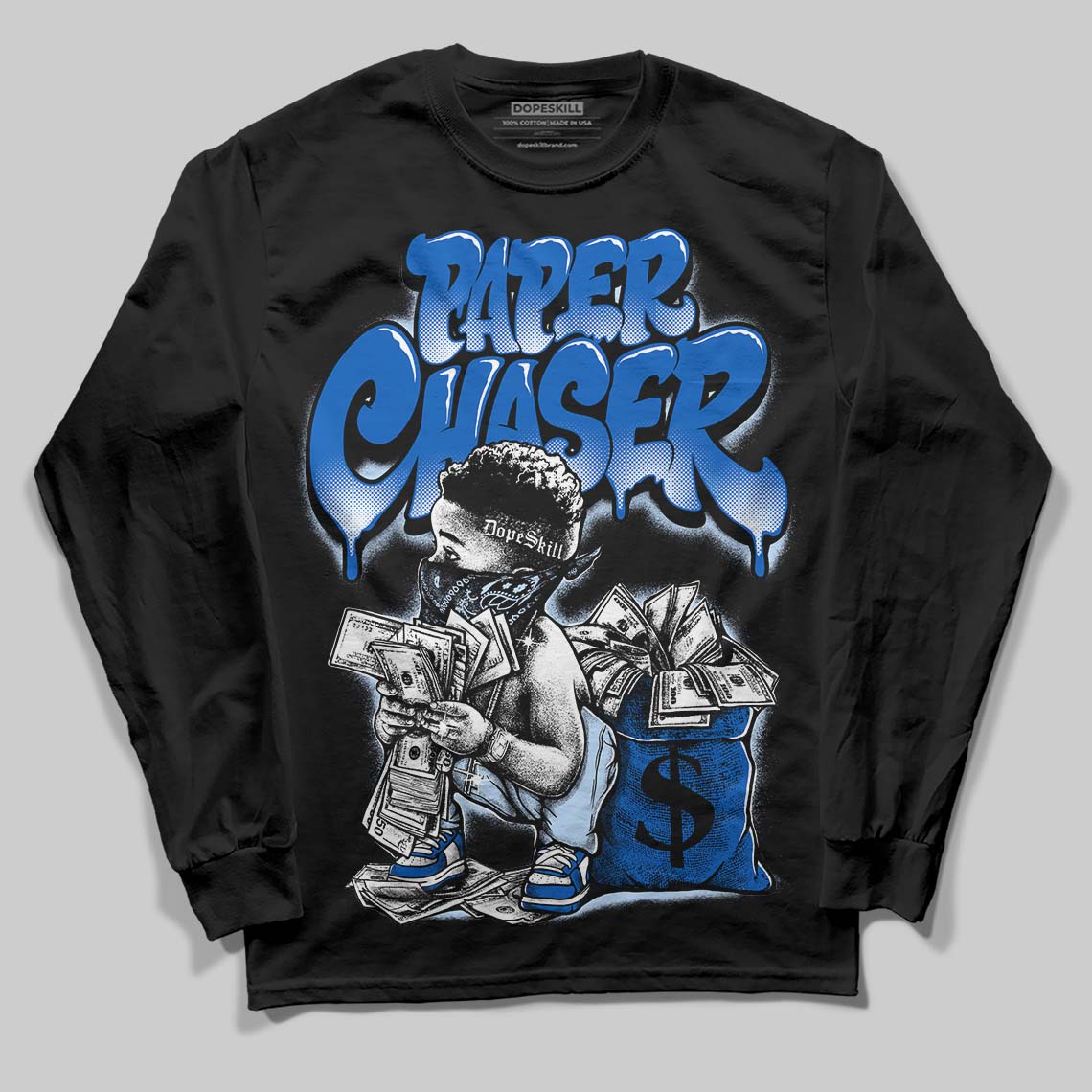 Jordan 11 "Space Jam" (2026) DopeSkill Long Sleeve T-Shirt Paper Chaser Boy Graphic Streetwear - Black