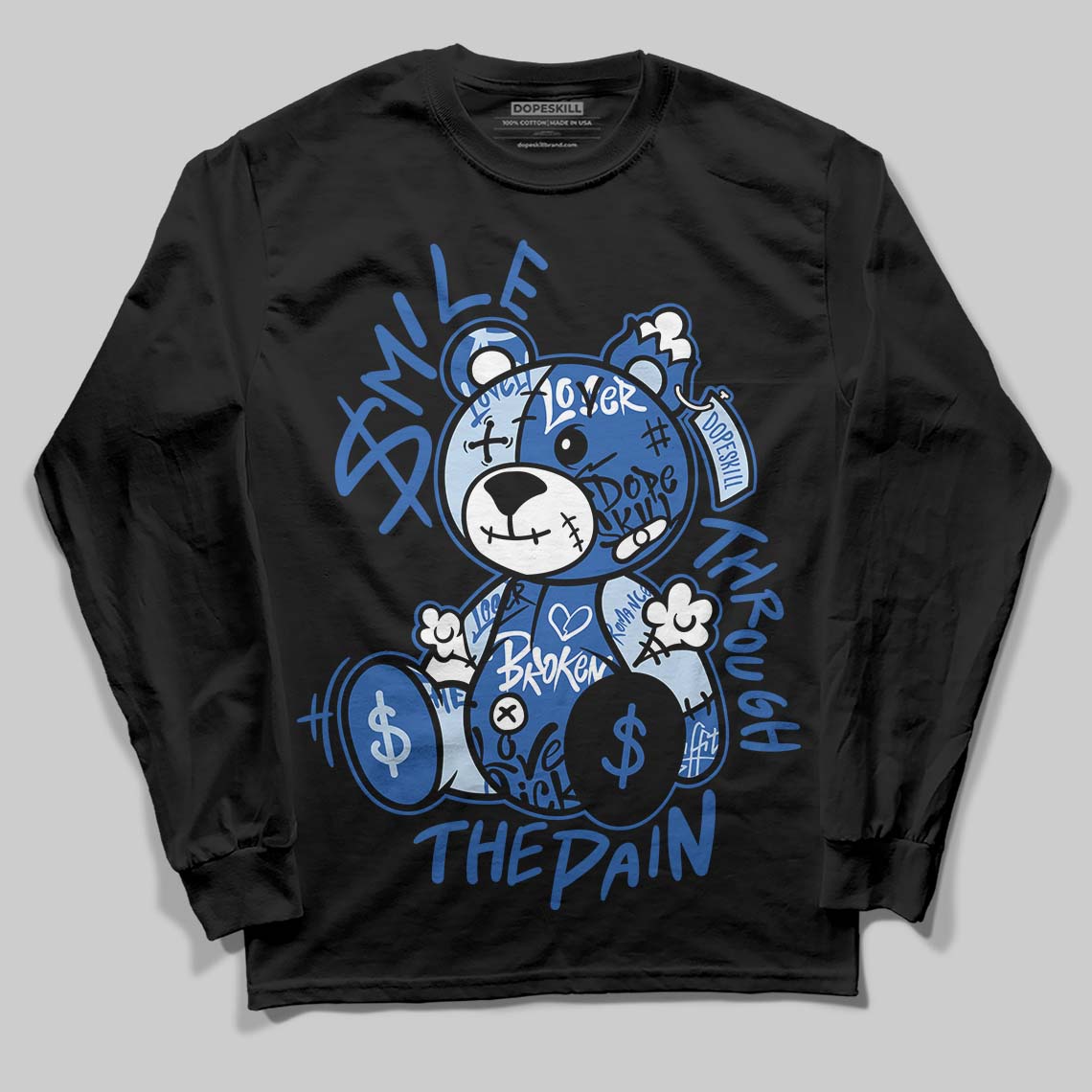 Jordan 11 "Space Jam" (2026) DopeSkill Long Sleeve T-Shirt Smile Through The Pain Graphic Streetwear - black
