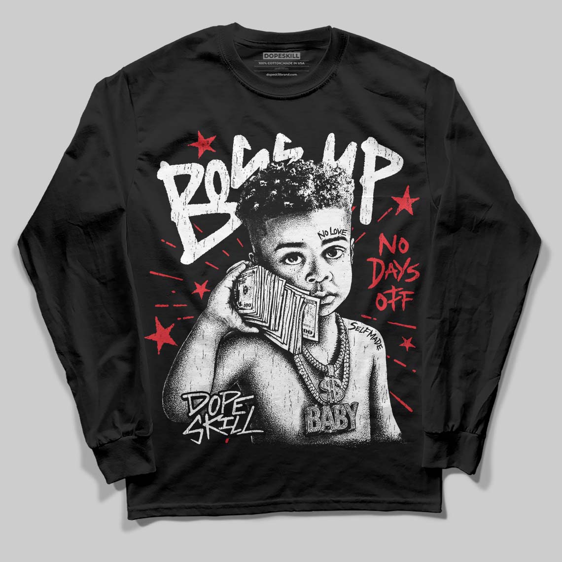 Jordan 9 Space Jam DopeSkill Long Sleeve T-Shirt Boss Up Graphic Streetwear - Black