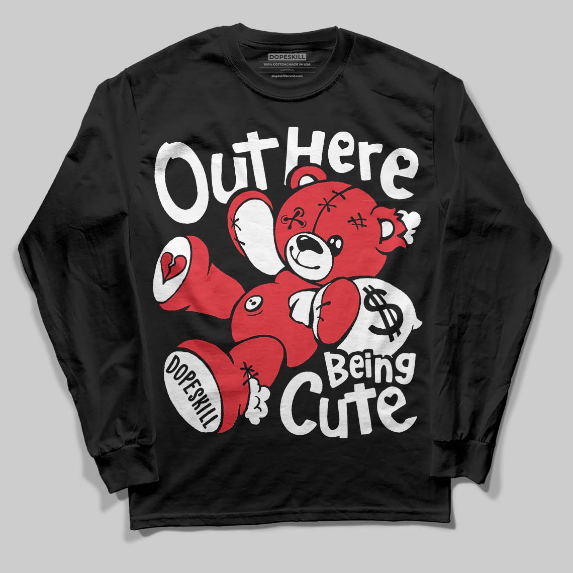 Jordan 9 Space Jam DopeSkill Long Sleeve T-Shirt Out Here Being Cute Graphic Streetwear - Black