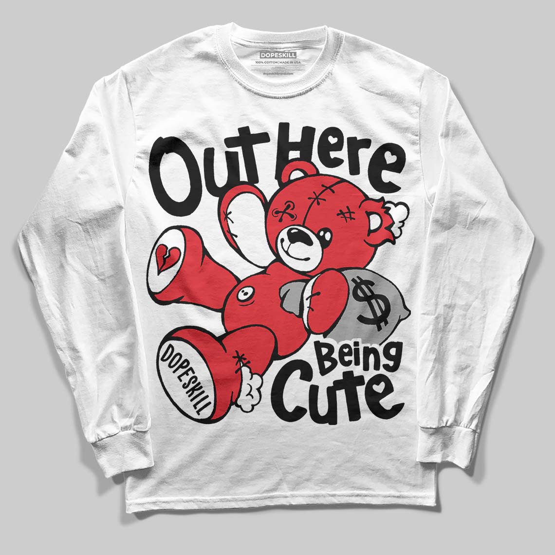 Jordan 9 Space Jam DopeSkill Long Sleeve T-Shirt Out Here Being Cute Graphic Streetwear - White