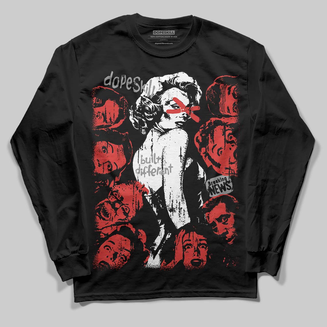 Jordan 4 Toro Bravo DopeSkill Long Sleeve T-Shirt Built Different Graphic Streetwear - Black