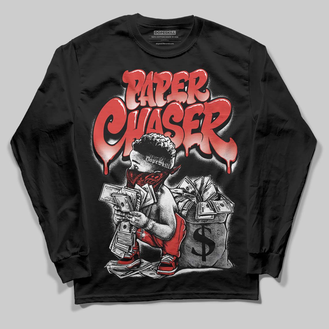 Jordan 4 Toro Bravo DopeSkill Long Sleeve T-Shirt Paper Chaser Boy Graphic Streetwear - Black