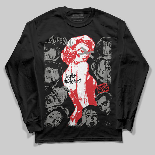 Jordan 4 Bred DopeSkill Long Sleeve T-shirt Built Different Graphic Streetwear - Black