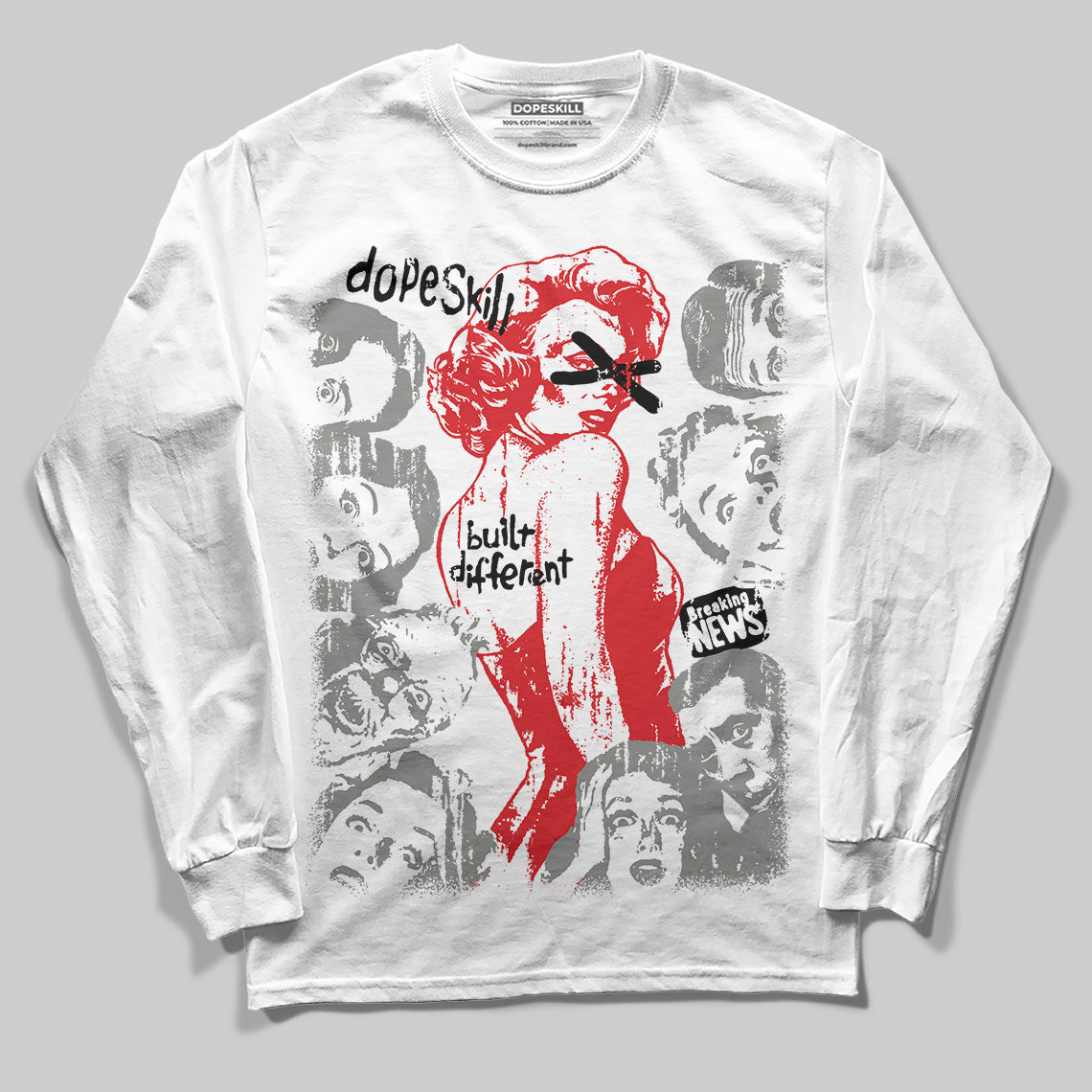 Jordan 4 Bred DopeSkill Long Sleeve T-shirt Built Different Graphic Streetwear - White