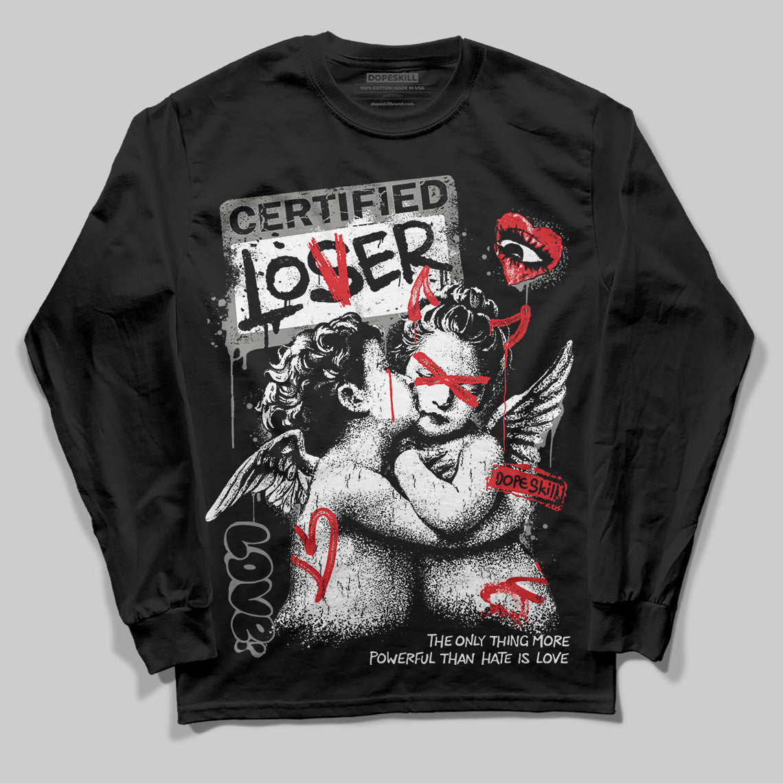 Jordan 4 Bred DopeSkill Long Sleeve T-shirt Certified Lover Graphic Streetwear - Black
