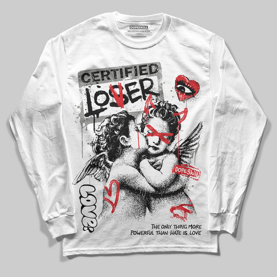 Jordan 4 Bred DopeSkill Long Sleeve T-shirt Certified Lover Graphic Streetwear - White
