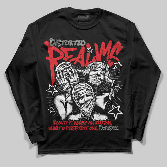 Jordan 4 Bred DopeSkill Long Sleeve T-shirt Distorted Realms Graphic Streetwear - black