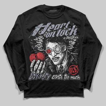 Jordan 4 Bred DopeSkill Long Sleeve T-shirt Heart On Lock Graphic Streetwear - black