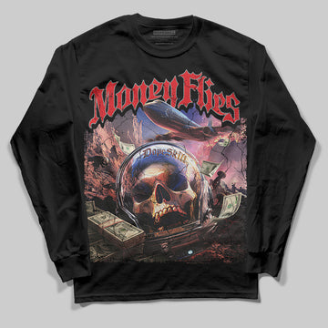 Jordan 4 Bred DopeSkill Long Sleeve T-shirt Money Flies Graphic Streetwear - Black