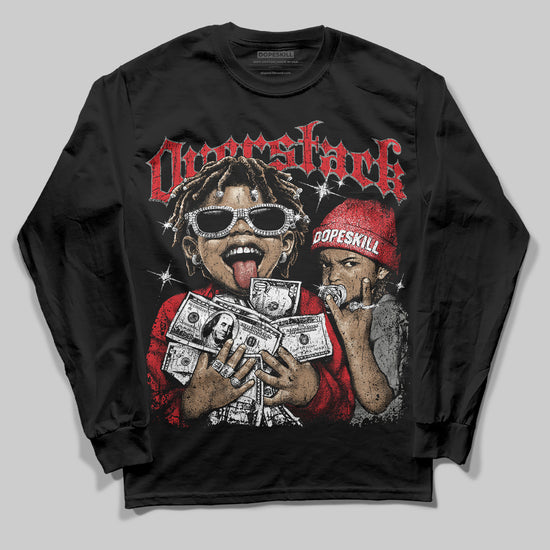 Jordan 4 Bred DopeSkill Long Sleeve T-shirt Overstack Graphic Streetwear - Black