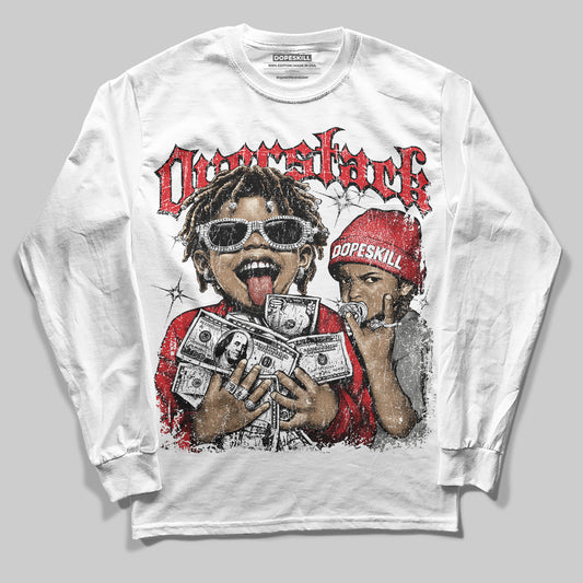 Jordan 4 Bred DopeSkill Long Sleeve T-shirt Overstack Graphic Streetwear - White