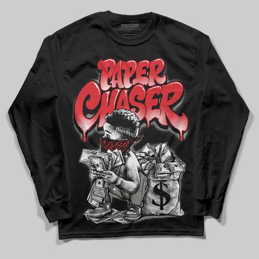 Jordan 4 Bred DopeSkill Long Sleeve T-shirt Paper Chaser Boy Graphic Streetwear - Black