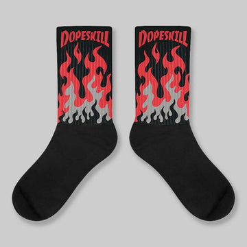 Jordan 4 Bred DopeSkill Sublimated Socks FIRE Graphic Streetwear