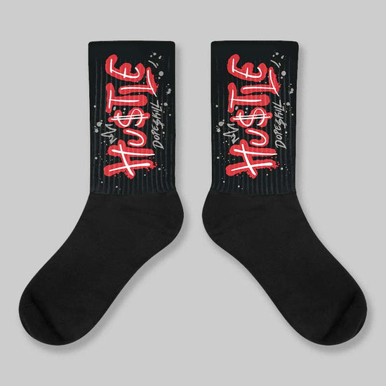 Jordan 4 Bred DopeSkill Sublimated Socks Hustle Graphic Streetwear