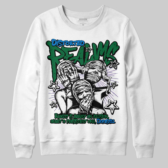 Jordan 12 Bucks DopeSkill Sweatshirt Distorted Realms Graphic Streetwear - White