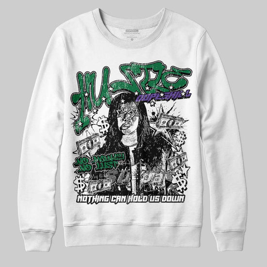 Jordan 12 Bucks DopeSkill Sweatshirt No Money No Lust Graphic Streetwear - White