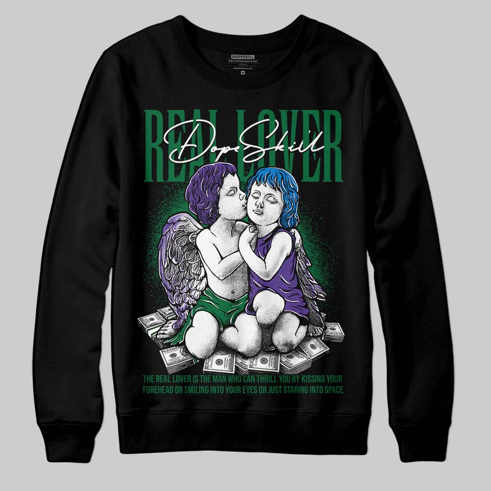 Jordan 12 Bucks DopeSkill Sweatshirt Real Lover Graphic Streetwear - Black