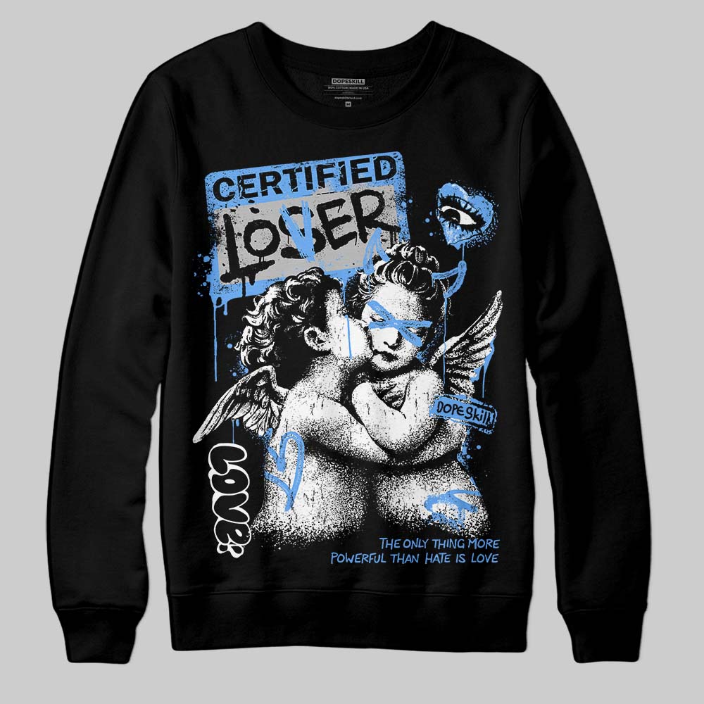 Jordan 5 Black University Blue DopeSkill Sweatshirt Certified Lover Graphic Streetwear - Black