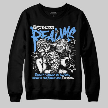 Jordan 5 Black University Blue DopeSkill Sweatshirt Distorted Realms Graphic Streetwear - Black