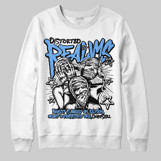 Jordan 5 Black University Blue DopeSkill Sweatshirt Distorted Realms Graphic Streetwear - White