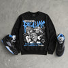 Black University Blue 5s DopeSkill Sweatshirt Distorted Realms Graphic