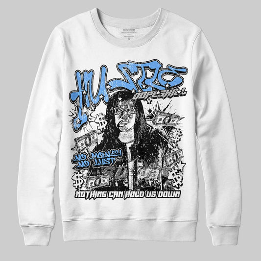 Jordan 5 Black University Blue DopeSkill Sweatshirt No Money No Lust Graphic Streetwear - wHITE 