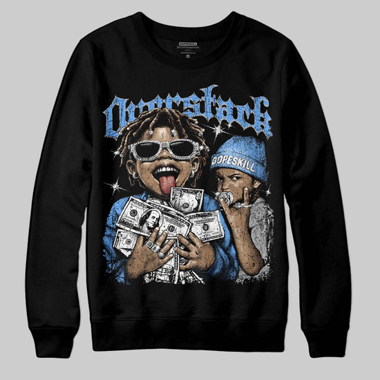 Jordan 5 Black University Blue DopeSkill Sweatshirt Overstack Graphic Streetwear - Black