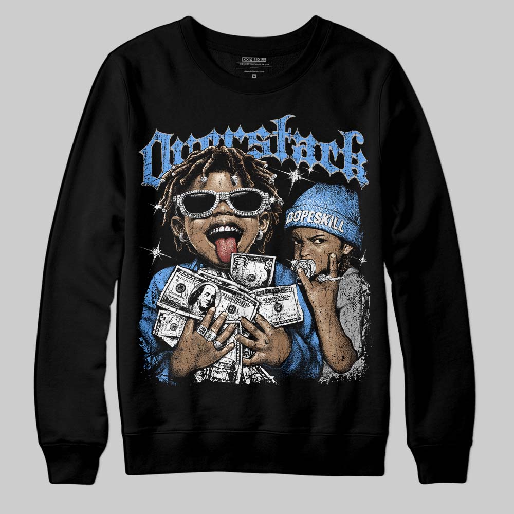 Jordan 5 Black University Blue DopeSkill Sweatshirt Overstack Graphic Streetwear - Black