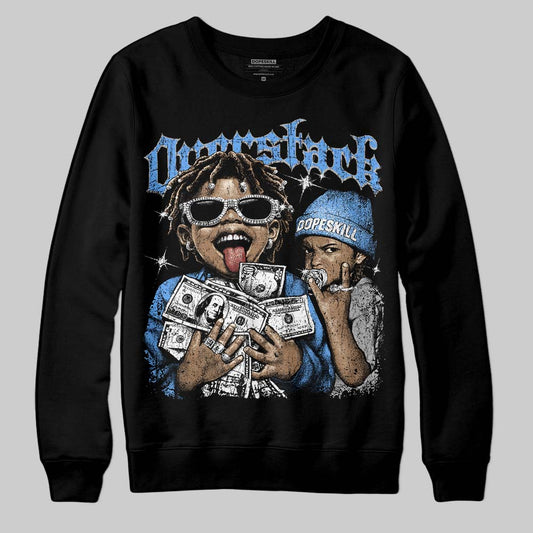 Jordan 5 Black University Blue DopeSkill Sweatshirt Overstack Graphic Streetwear - Black