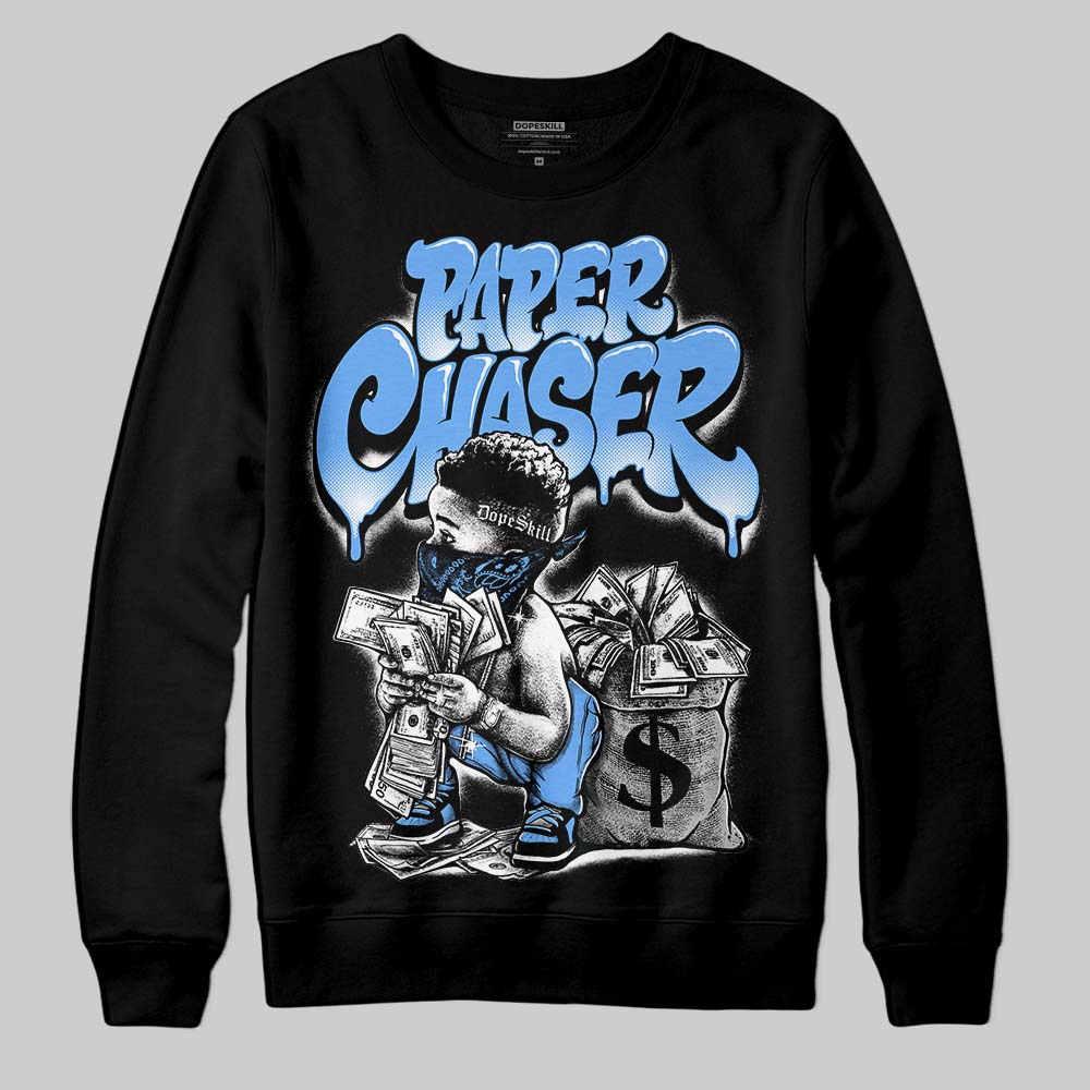 Jordan 5 Black University Blue DopeSkill Sweatshirt Paper Chaser Boy Graphic Streetwear - Black