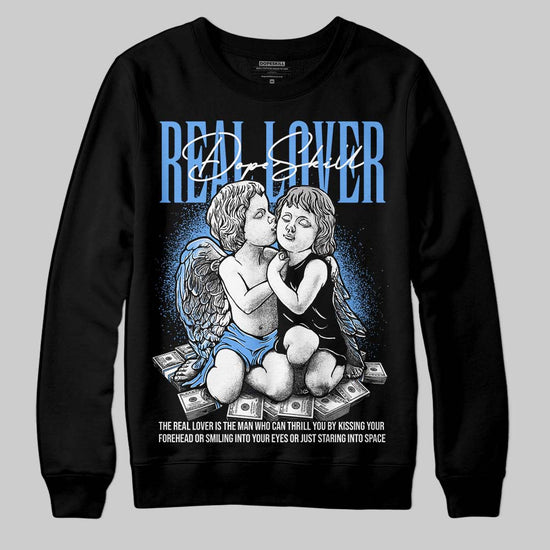 Jordan 5 Black University Blue DopeSkill Sweatshirt Real Lover Graphic Streetwear - Black