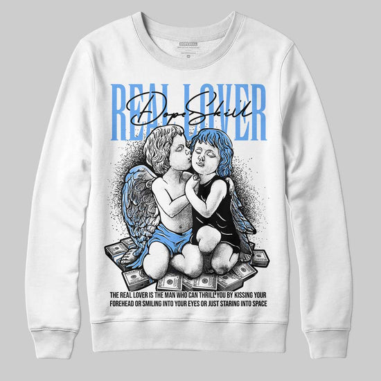 Jordan 5 Black University Blue DopeSkill Sweatshirt Real Lover Graphic Streetwear - White 