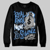Jordan 5 Black University Blue DopeSkill Sweatshirt Real Ones Move In Silence Graphic Streetwear - Black