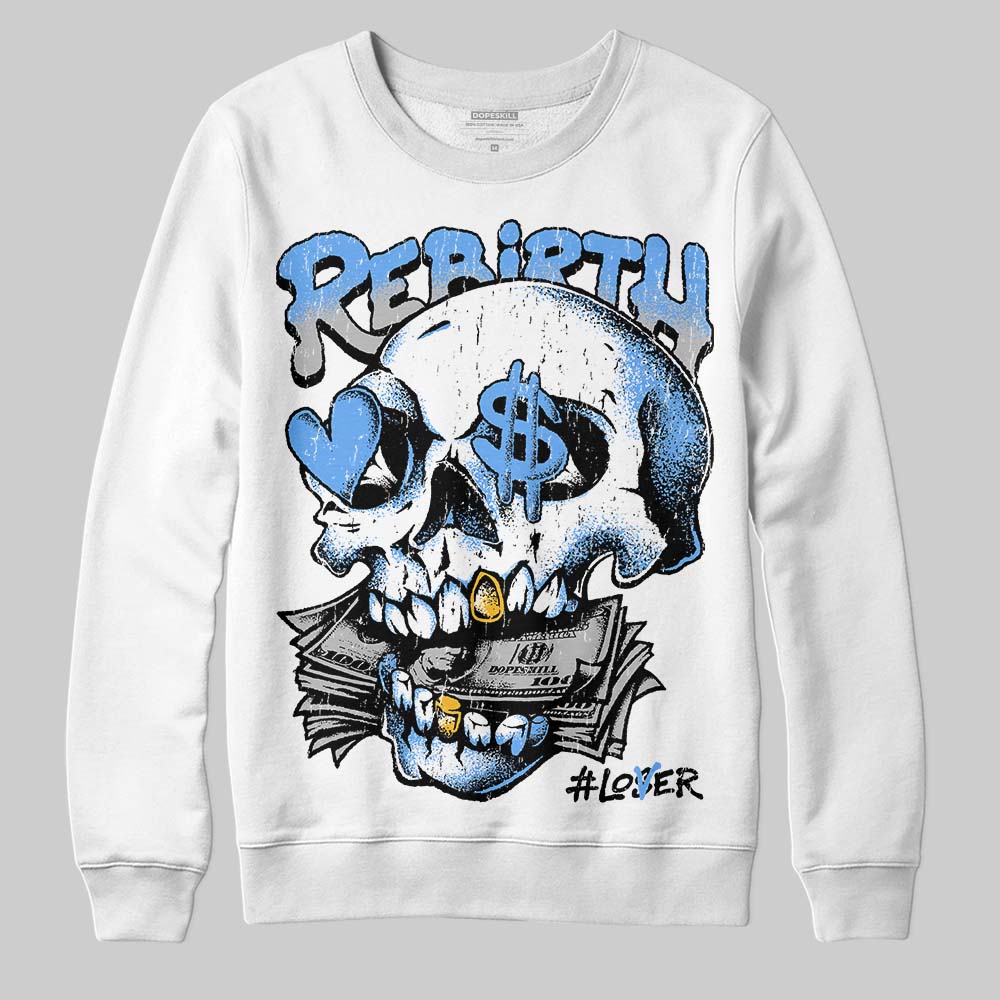 Jordan 5 Black University Blue DopeSkill Sweatshirt Rebirth Graphic Streetwear - White 