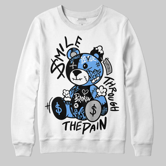 Jordan 5 Black University Blue DopeSkill Sweatshirt Smile Through The Pain Graphic Streetwear - White