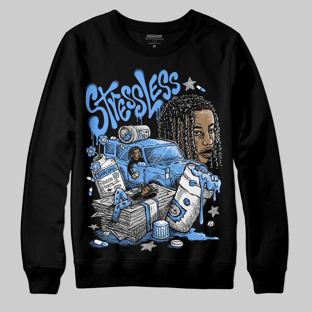Jordan 5 Black University Blue DopeSkill Sweatshirt Stressless Graphic Streetwear - Black