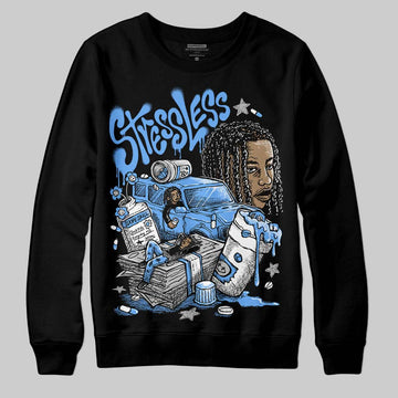Jordan 5 Black University Blue DopeSkill Sweatshirt Stressless Graphic Streetwear - Black