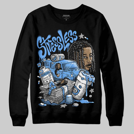 Jordan 5 Black University Blue DopeSkill Sweatshirt Stressless Graphic Streetwear - Black